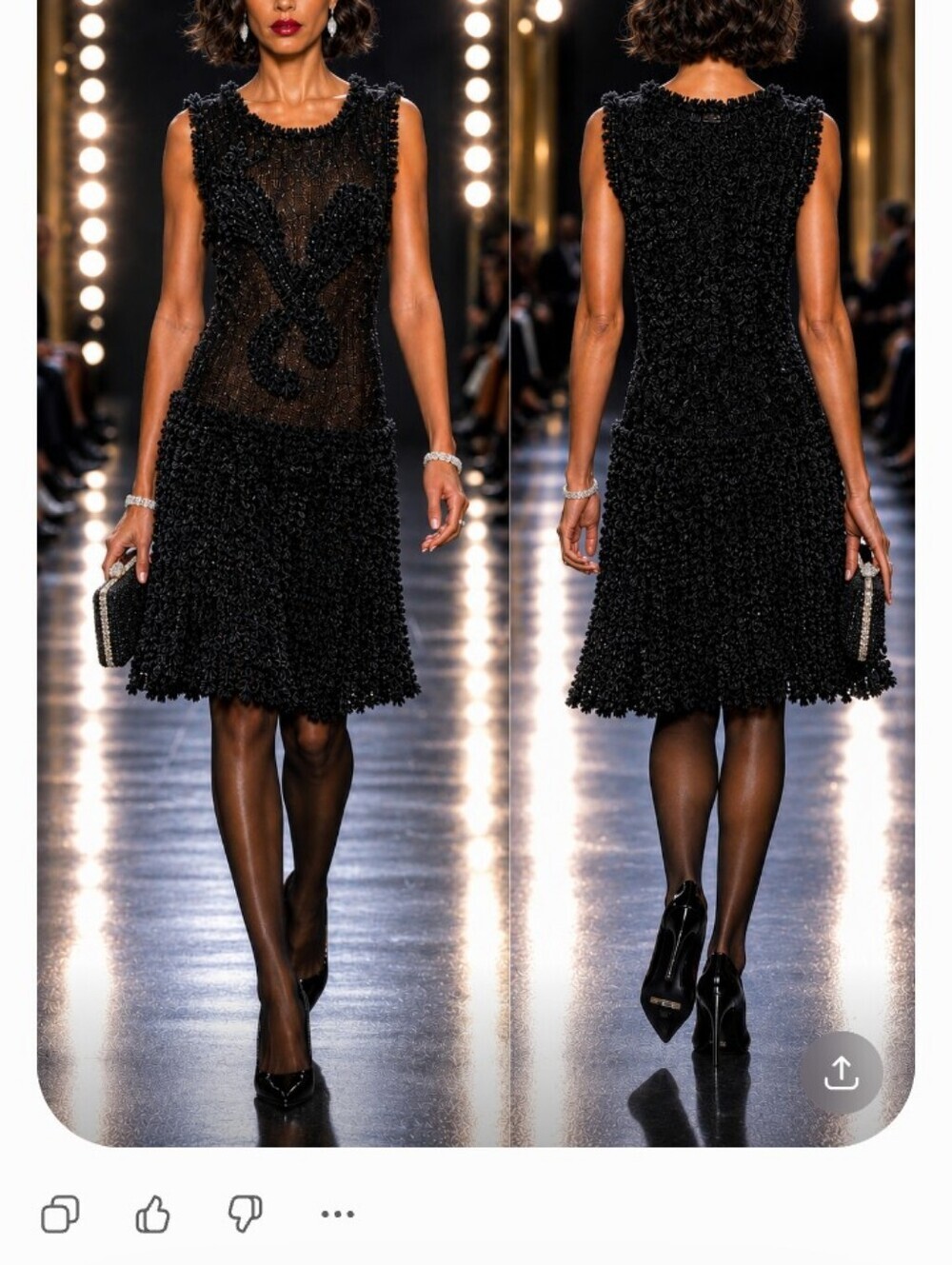 LEON MAX LIMITED EDITION BLACK M L RAISED SOUTACHE CHENILLE SILK FIT FLARE DRESS - Picture 10 of 15
